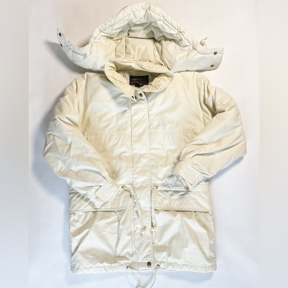 Vintage Goose Down Eddie Bauer Cream Hooded Winter Parka